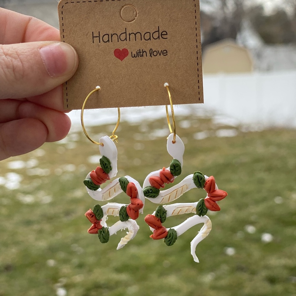 Floral Snake Dangle Earrings